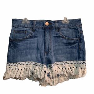 CELEBRITY PINK JEANS Denim Lace Shorts Size 7